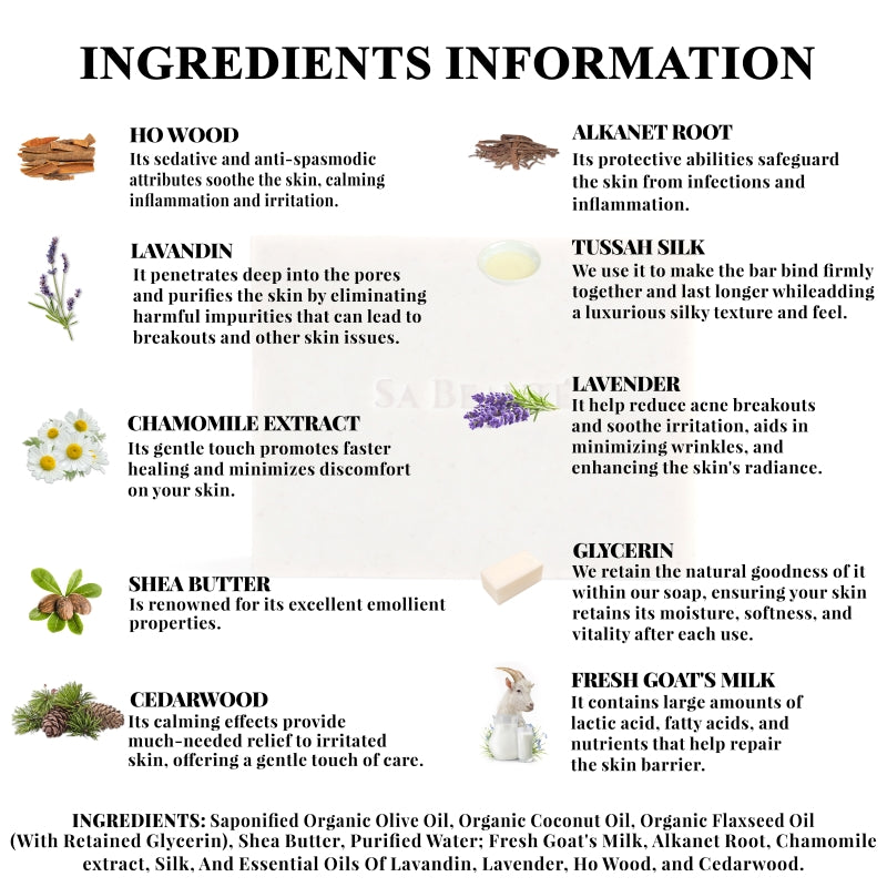 UNDER THE STARS NATRUAL SOAP BAR INGREDIENTS INFORMATION